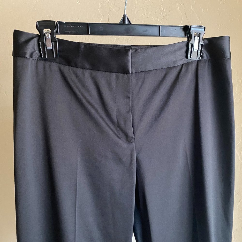 Isabella DeMarco Sz 8 Black Satin Flat Front Pants